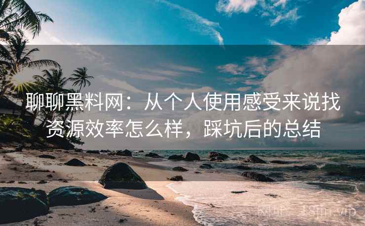 聊聊黑料网：从个人使用感受来说找资源效率怎么样，踩坑后的总结  第2张