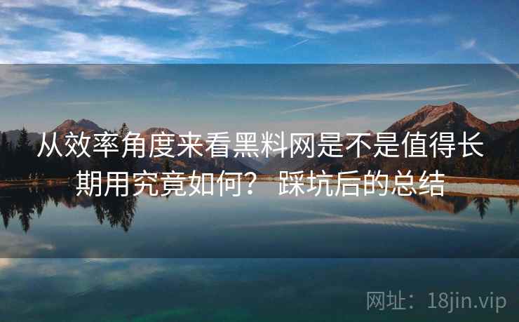 从效率角度来看黑料网是不是值得长期用究竟如何? 踩坑后的总结
